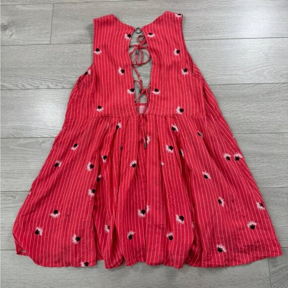 Free People Lovely Day Tunic Tank Top Red Floral Keyhole Boho Festival - Picture 1 of 10